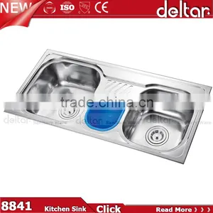 Vanity Top Deep Double Kitchen Sink, Supply China Round/square Kitchen Sink Two Hole Basin Sink thumbnail-5