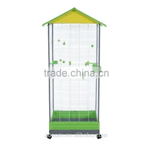 Pawhut White Green Yellow Garden Metal Parrot Cage thumbnail-2