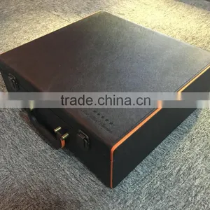 Factory Wholesale Custom High-grade Black PU Leather 4 Bottles of Red Wine Champagne Boxes thumbnail-1