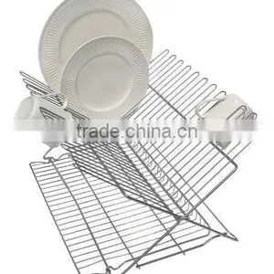 Fashionable Houseware Folding Dish Rack Metal Silver thumbnail-1