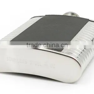 4 OZ Flagon With Black Twill Leather Hip Flask thumbnail-6
