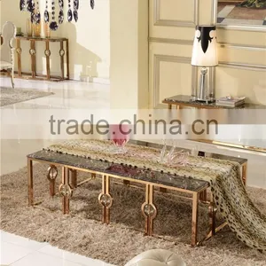 High-endstainless Steel Golden Plated Marble Top Center Table Design B818 thumbnail-2