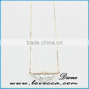 Synthetic Turquoise Gemstone Necklace Jewelry With Gold Plated Chain thumbnail-2