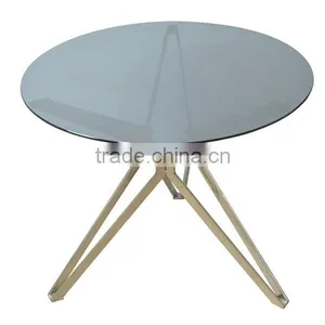 KD Package Stainless Steel Metal Base Glass Top Coffee Table thumbnail-1
