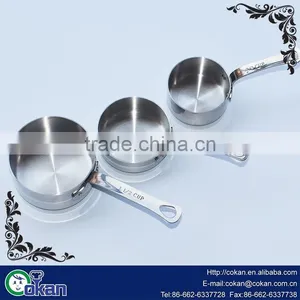 CK-S045 3Pcs New Shape FDA and LFGB High Quality Stainless Steel Measuring Spoon and Cup Set / Measuring Cup Set thumbnail-1