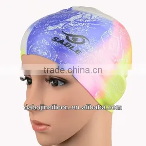 Wholesale Customized Colorful Fashion Printing Silicone Rubber Swimming Cap thumbnail-1