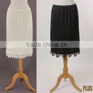 Cotton / Satin Fancy Long Skirts Wholesale Plus Size Plain Lace Slip Extenders thumbnail-1