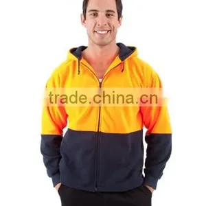 Orange/Navy Safety Jacket Full Zip Polar Fleece Hi Vis Hoodies thumbnail-1