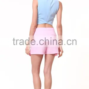 2015 Summer Sleeveless Women Plain Crop Tops Wholesale thumbnail-3