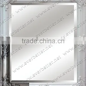 Antique Gesso Vintage Beveled Rectangle Solid Wood Wall Mirror thumbnail-1
