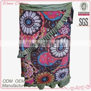New Arrival Print Skirt 100% Cotton Fringe Hem Tight Fit 100% Sexy Hot Skirts thumbnail-1