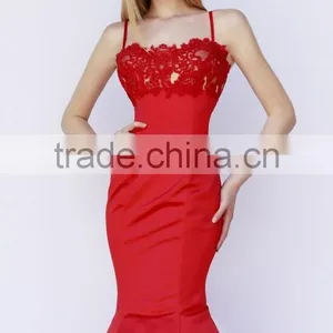 Spaghetti Strap Sexy Ball Gown Scoop Neck Wedding Dress With Red Flowers Embroidery thumbnail-3