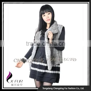 CX-G-B-192F 2016 Latest Knitted Rabbit Fur Fashion Womens Gilet thumbnail-6