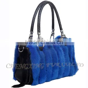 CX-H-57B New Fashion Women Hand Bags Printed Mink Fur Satchel thumbnail-1