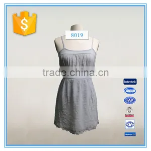Girl's Sexy Spaghetti Strap Dress Grey Lace Hem Slip Midi Dress thumbnail-1