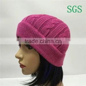 2016 New Fashion Winter Knitted Adult Beanie in Pink thumbnail-5