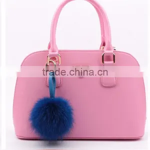 Myfur Cute Baby Pink Color Custom Real Fox Fur Balls Key Ring thumbnail-2