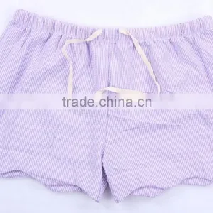 New Design Western Girls Summer Scalloped Seersucker Shorts thumbnail-1
