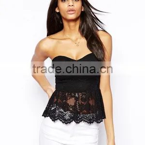 Bandeau Top in Lace With Godet Hem thumbnail-1