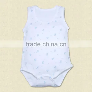 Wholesale Baby Girls Boys 100% Cotton Infant Floral Print Custome Romper Onesie no Sleeve Bodysuit thumbnail-4