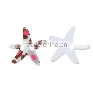 Wholesale 3cmx2.7cm Leopard Print Starfish Two Holes Acrylic Button for Sale thumbnail-1