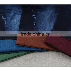 Indigo Cotton Spandex French Terry Knitted Denim Fabric for Jeans thumbnail-2