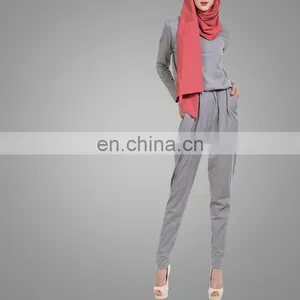 Modest Ladies Office Wear Jumpsuits Muslim Women Model Kebaya Modern Cotton /Cotton Jersey Islamic Jumpsuits thumbnail-3