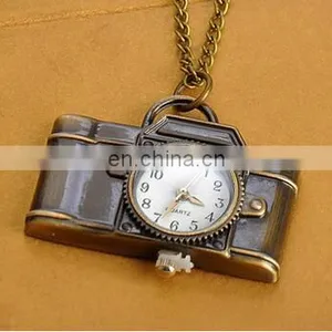 Pocket Watch Camera Pendant Necklace Quartz Antique Bronze Alloy Watch Long Chain Necklace Birthday Gift thumbnail-3