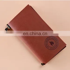 China Factory Wholesale Custom Leather Cover Brown Kraft Paper Notebook With Logo Printing thumbnail-1