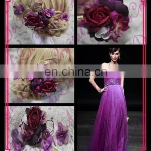 Aidocrystal Purple Rose Flower Hair Clip Headband Bridal Hair Accessories thumbnail-1
