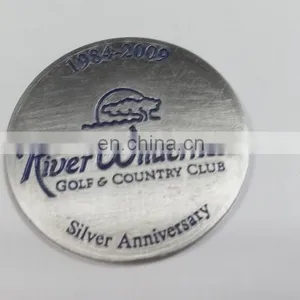 Golf Souvenir Iron Coin in Die Cast Process, Antique Silver Plating and Soft Enamel Technique thumbnail-1