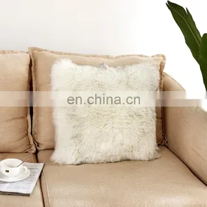 High Quality Trendy Square Bolster Fur Sheepskin Pillow Amazon thumbnail-3