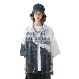 Diznew 2020 Men's New Fashion Casual Shirt Button Up Custom Print Short Sleeves Shirts Designs thumbnail-1