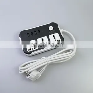 Universal Power Strip With 4 USB Port and 3 Outlet Grounding Extension Socket Adapter Black Universal Socket With Usb thumbnail-1