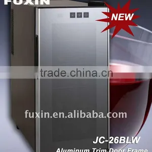 FUXIN:JC-26BLW .Thermoelectric Wine Cooler Hold 10 Bottles/Glass Door Wine Cooler.Aluminum Trim Door Frame thumbnail-1