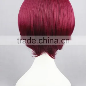 High Quality 35cm Short Straight Starry Sky-Yoh Tomoe Wine Red Synthetic Anime Wig Cosplay Costume Hair Wig Party Wig thumbnail-5