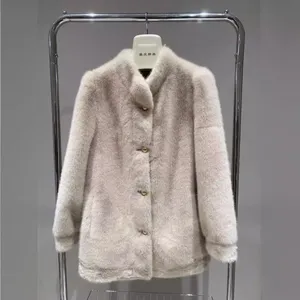 Mid-length Eco-friendly Fur One-piece Coat for Women's European Station Winter New Warm Faux Mink Coat thumbnail-3