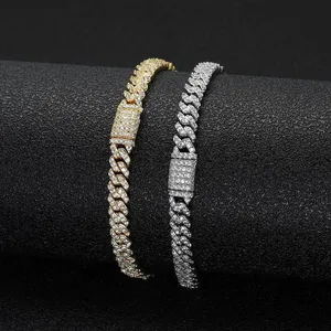 Bling Iced Out CZ Zircon Bracelet Hip Hop Personality Miami Cuban Link Charm Bracelet for Men Women thumbnail-2