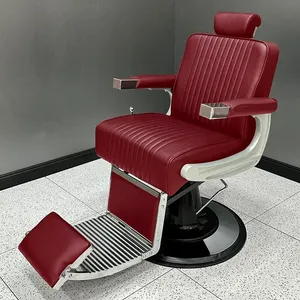 High Quality Sliver Frame Barber Chair Man Barbershop Chairs for Hair Salon Barber Equipment thumbnail-1