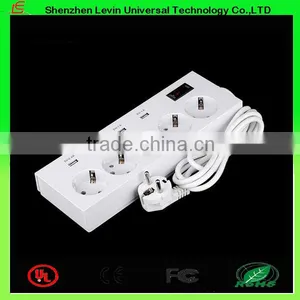 China Supply CE Cheap Extension Power Plug 6Gang 4 Port USB EU Power Strip Socket thumbnail-5