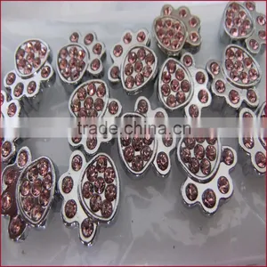 Compet Rhinestone Metal Zinc Alloy Jewelry Paw Print 10mm Slide Charms thumbnail-1