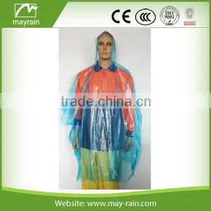 Blue PE One Time Clear Rain Poncho thumbnail-1