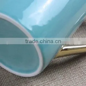 2015 Hot Sell Light Blue Mugs With Gold Colour thumbnail-4