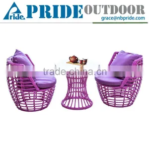 Modern Coffee Tables Rattan Patio 3PCS Garden Coffee Outdoor Dining Table And Chair Set thumbnail-1