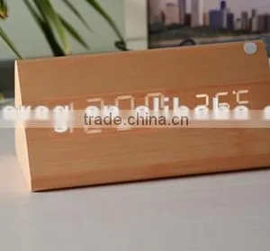 Decorative Table Clocks Control Sensing Alarm Temp Dual Display Electronic LED Clock Vintage Wooden Digital Alarm Clock thumbnail-2