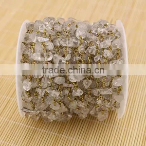 BCL1137 Hot Sale Clear Crystal Quartz Chips Beaded Chains,wire Wrapped Rosary Chains thumbnail-1