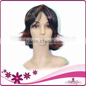 Colorful Highlights for Dark Hair Medium Hairstyles Synthetic Wig thumbnail-1