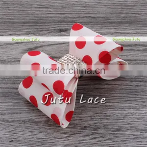 Newest Glitter Crystal Elastic Hair Headbands- Polka Dot Hair Bow Headband-satin Rhinestone Bow Hair Band thumbnail-3