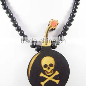Men's Hip Hop Good Bamb Pendants Wood Rosary Chains Beads Wooden Necklaces thumbnail-1