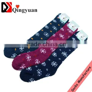 Custom Thigh High Women Christmas Fuzzy Socks thumbnail-1